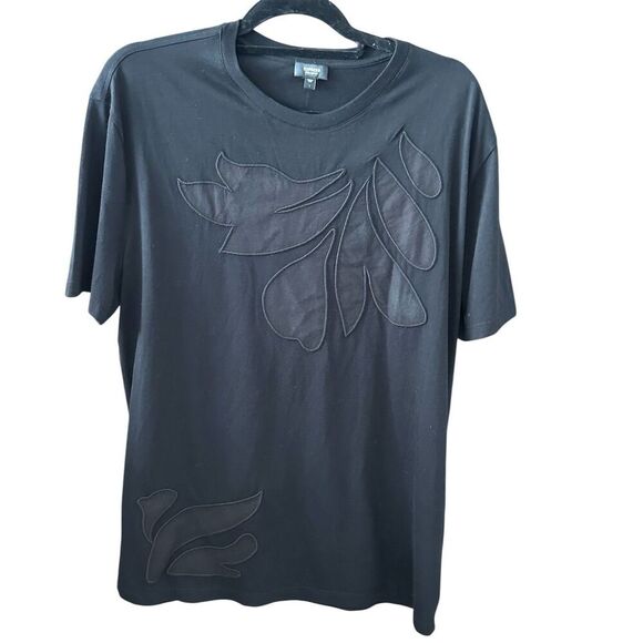 Express Women's Black Embroidered T-Shirt Size L Round Neck Short Sleeve - Picture 1 of 4